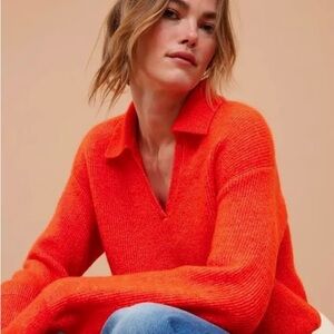 Michael Stars Orange V-Neck Sweater